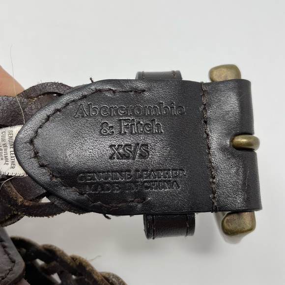 Abercrombie & Fitch Brown Leather Woven Belt XS S - Picture 5 of 6